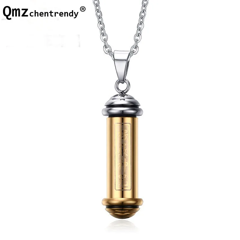 ' Cylinder '  Openable perfume bottle Jewelry Stainless Steel Chinese Letter Tube Pet Cremation Ash Urns Necklace Jewelry