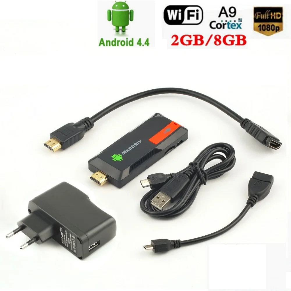 1 шт. MK809IV Smart tv 2 ГБ 8 ГБ Android tv Box беспроводной HDMI ключ для Android Мини ПК четырехъядерный RK3188T wifi tv Stick