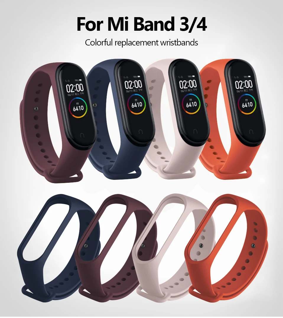 Для Xiaomi mi Band 4 3 ремешок розовый винный красный цвет ТПУ силиконовый браслет для Xio mi band 4 3 Band 4 band 3 браслет(не