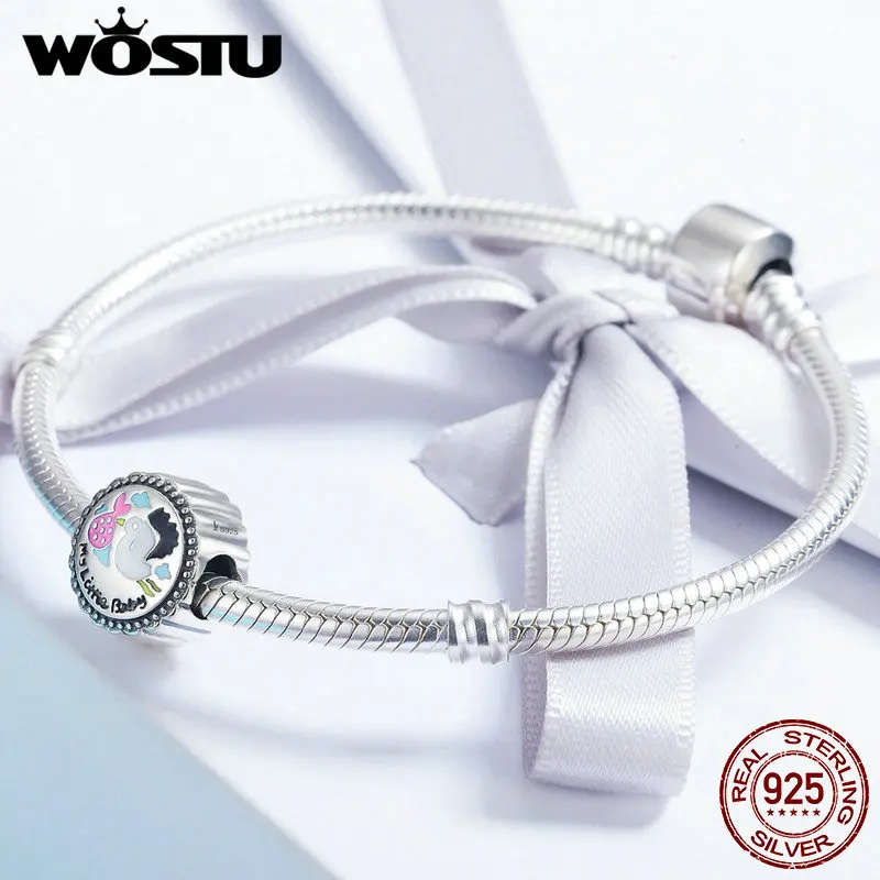 WOSTU, новинка, 925 пробы, серебряный, милый, маленький аист, Круглый, с бусинами, подходит для девушек, браслет, сделай сам, для изготовления ювелирных изделий CQC504