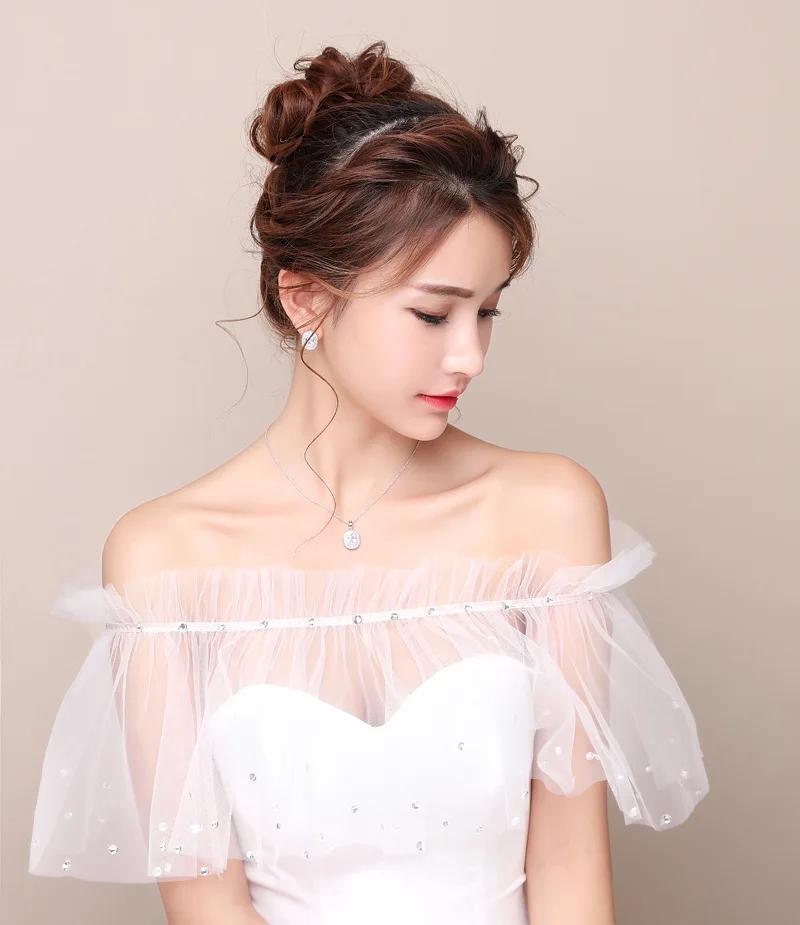 Bride Wedding Shawl Word Shoulder Sequins Dress Veil Summer Thin Section Accessories PJ27 | Свадьбы и торжества