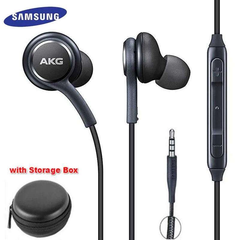 black with box Samsung AKG EO-IG955 наушники 3,5 мм наушники-вкладыши с микрофоном Проводная гарнитура для samsung Galaxy S8 S9 s10 huawei xiaomi смартфон - Цвет: black with box
