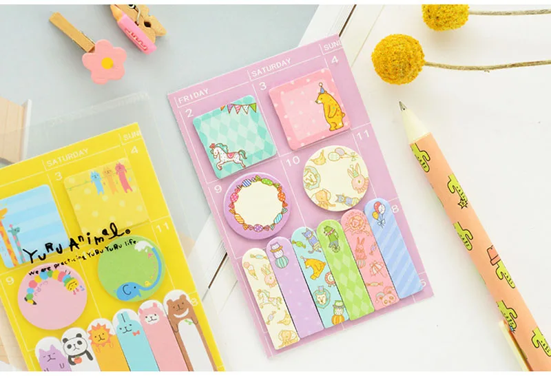 EZONE Kawaii Мультяшные Липкие заметки Милые Животные Печатные Кот/тигр/панда/кролик блокнот Самоклеящиеся бумаги школьные офисные принадлежности