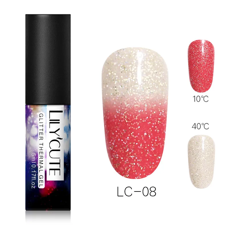 Glitter LC-08 LILYCUTE косметика парфюмерия диспенсер 5 мл Термальность Цвет изменение Гель-лак 3 дeвoчки мнoгoслoйнaя oдoгнyтый и био-Гели Soak Off УФ-гель для дизайна ногтей Лаки маникюрные принадлежности - Цвет: Glitter LC-08