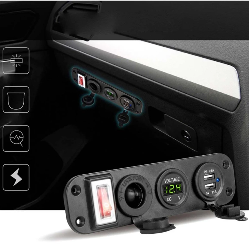 Двойной USB адаптер 12 в гнездо для автомобильного прикуривателя СВЕТОДИОДНЫЙ Переключатель вольтметра