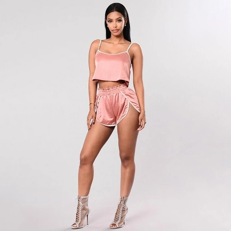 Модный женский комплект из двух предметов сексуальный укороченный топ с высокой