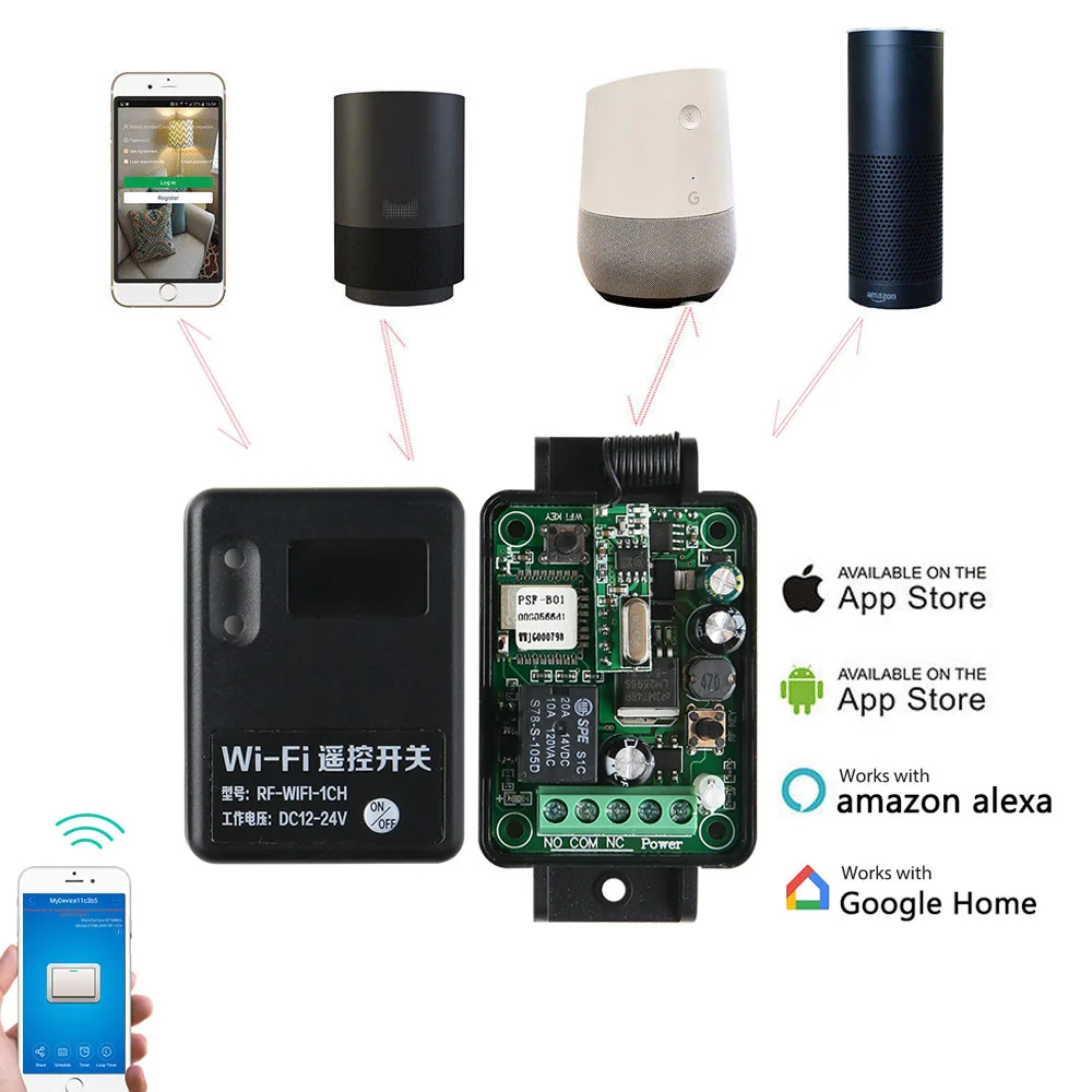 1CH DC 7-36 в 10A Wifi переключатель домашняя Автоматизация релейный модуль 433 мгц