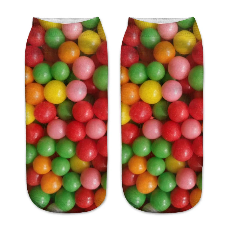 

Носки женские с 3D-принтом, брендовые модные смешные повседневные короткие до щиколотки в стиле Харадзюку, с изображением еды, в стиле унисек...