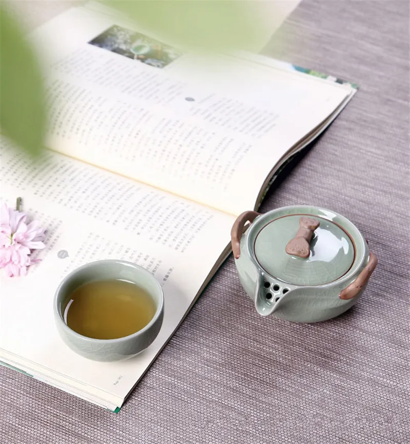 Портативные керамические чайные сервизы для дорожная чашка набор Drinkware1 горшок 1 чашки для домашнего офиса чайная посуда Винтаж GKung Fu чай aiwan Китай
