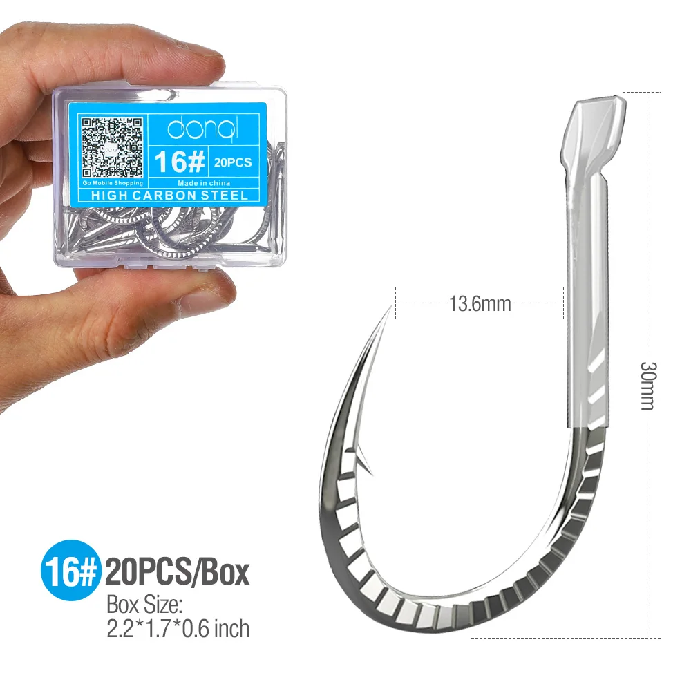 16 DONQL 20 шт./партия одинарный колючий рыболовный крючок 10#/12#14#16# из нержавеющей стали рыболовные снасти рыба шаблон рыболовные крючки - Цвет: 16