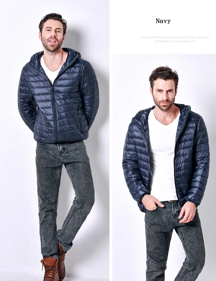 Winter Men Hooded Ultralight Jacket White Duck Down Jacket Men Down Jackets Outdoors Winter Male Casual Down Jacket Coat