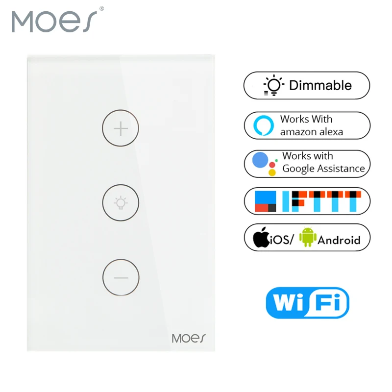 

Wifi Smart Wall Touch Light Dimmer Switch US Standard APP Remote Control Works with Amazon Alexa and Google Home