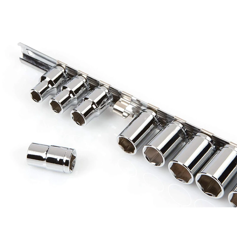 BMBY-Socket Rack Holder 1/4 дюйма 3/8 1/2 с 16 зажимами на рельсах инструмент органайзер для