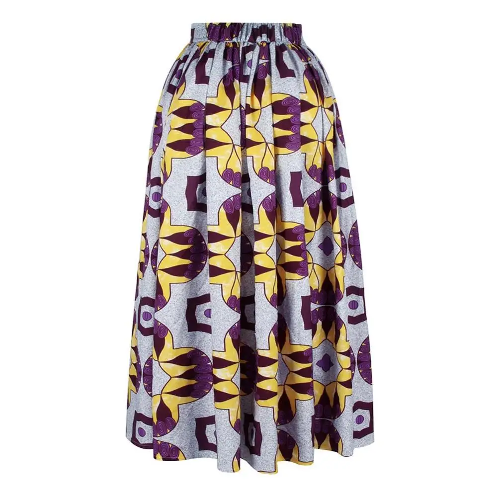 Skirt-Brown BOHISEN Африканский принт женские юбки модные Bazin Дашики юбки африканские платья для женщин Femme одежда - Цвет: Skirt-Brown