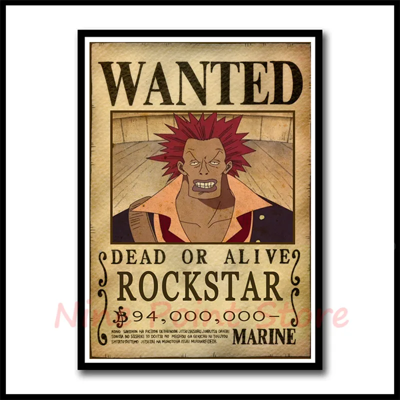ONE PIECE WANTED плакаты Луффи Зоро Санджи нами мелованная бумага постеры для украшения дома Бумага для рисования украшения спальни бескаркасные - Цвет: Белый