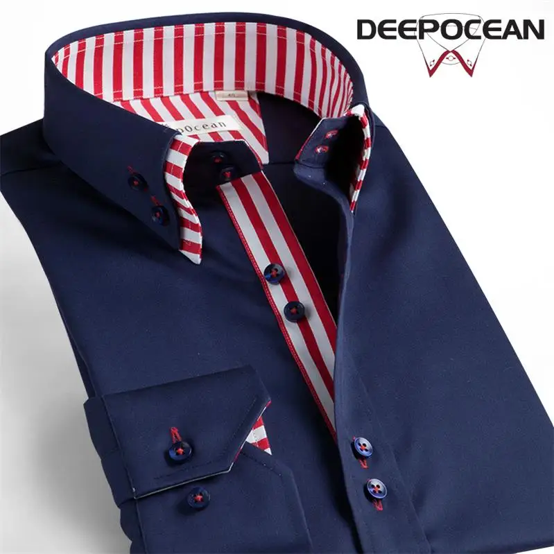 DDX46541L DEEPOCEAN, модная мужская рубашка, приталенная, хлопковая рубашка, Мужская одежда, длинная, умная, повседневная, деловая, официальная рубашка, Camisa De Hombre - Цвет: DDX46541L