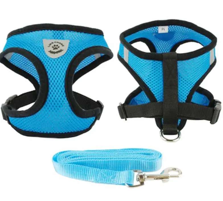 PACGOTH Обувь с дышащей сеткой Малый собак Pet Harness и поводок набор щенок Cat жилет использовать воротник для Чихуахуа Мопс бульдог Cat 1 шт - Цвет: blue