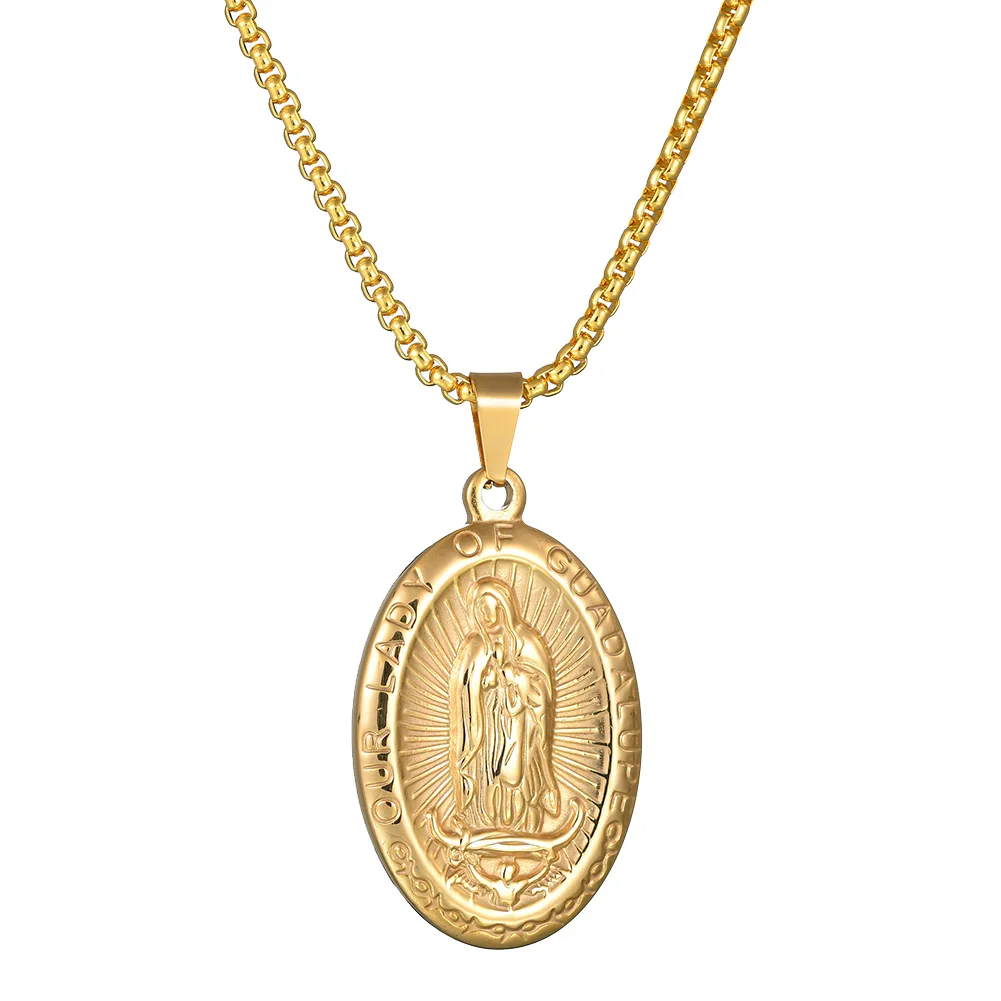 Религиозная девственница Мэри Гуадалупе тисненый кулон ожерелье украшение