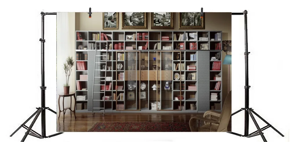 Laeacco Room Interior Shelf Book Chair Plant Photo Photography Backgrounds Customized Photographic Backdrops For Studio | Электроника