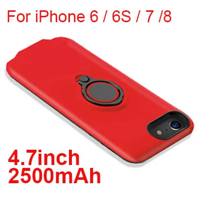 Red 6 6S 7 8 Ультратонкий чехол-батарея для iPhone 8, 7, 6, 6 S, 2500 мА/ч, 3700 мА/ч, запасное зарядное устройство, чехол для iPhone 6, 6 S, 7, 8 Plus, чехол - Цвет: Red 6 6S 7 8