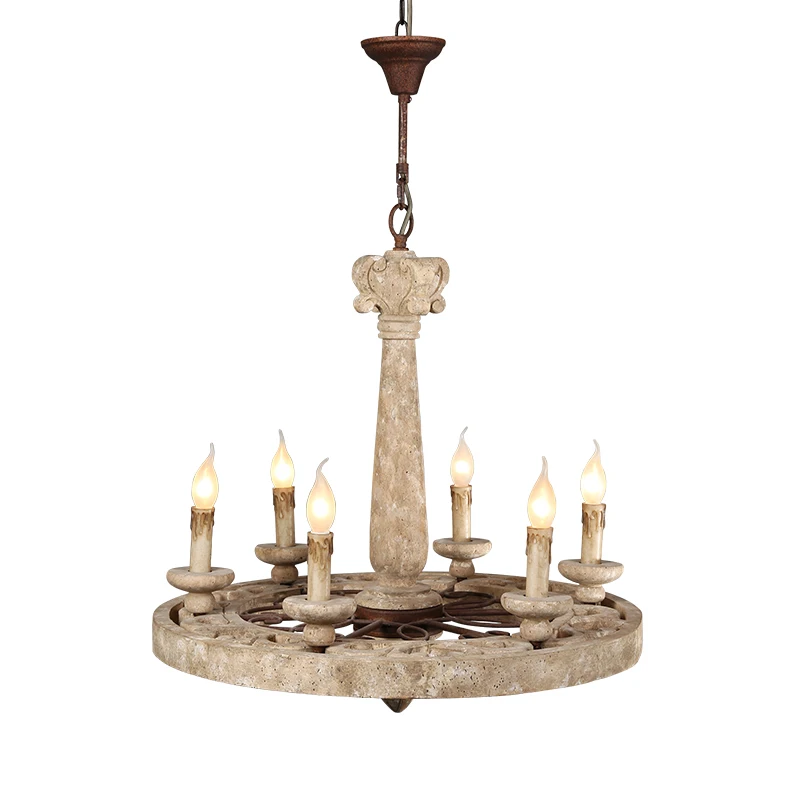 American country wood bedroom chandelier French retro candle wrought iron living room lamp restaurant designer | Освещение