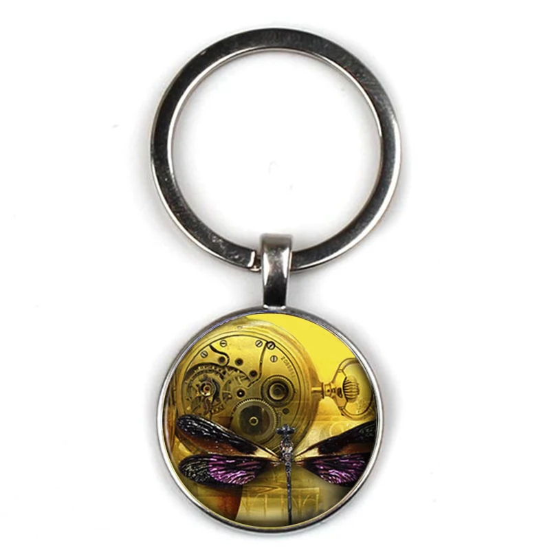 Retro mechanical clock pattern logo keychain personality picture animal gear keyring car key door accessorie party souvenir gift | Украшения