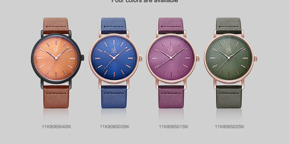 SHENGKE для женщин часы водонепроницаемый простой дизайн яркий кожаный ремень подарок для подруги кварцевые японский движение Баян saat
