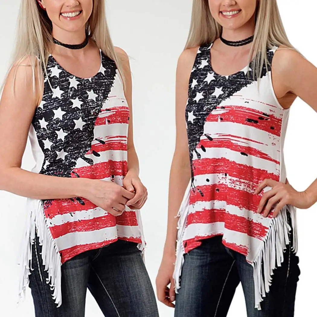Women Summer Fashion Tassels Sleeveless Top Asymmetrical Design Printed Casual Slim Tank Floral O Neck | Женская одежда