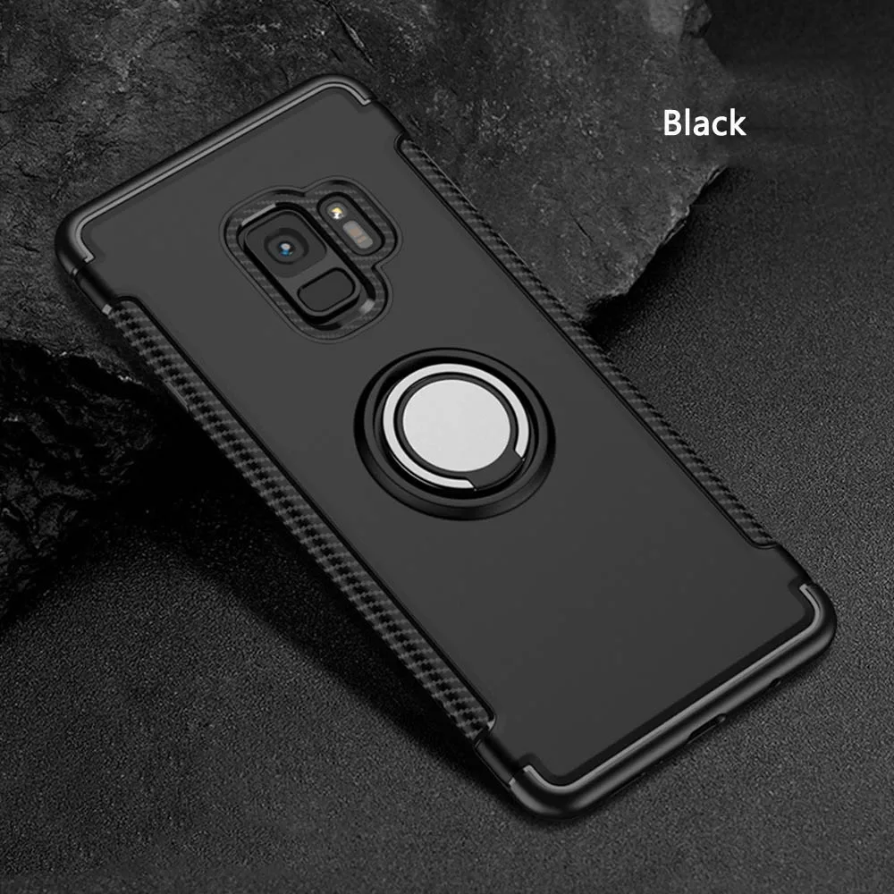 Противоударный защитный чехол OTAO для телефона Samsung S9 S8 Plus S7 Edge J3 J5 J7 J4, чехлы Note 9 8, магнитный автомобильный чехол-держатель - Цвет: Black