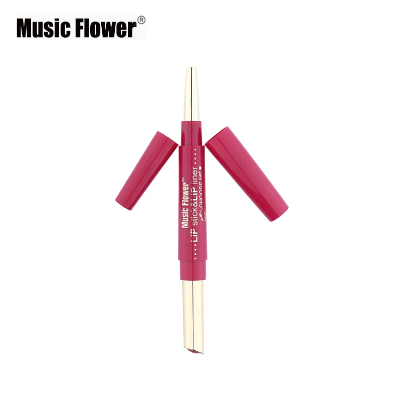 Music Flower 2 In1 губная помада+ подводка для губ, 12 Цвет, набор для макияжа, бархатный матовый блеск для губ палка Краски пигмент телесного цвета Водонепроницаемый брендовая косметика