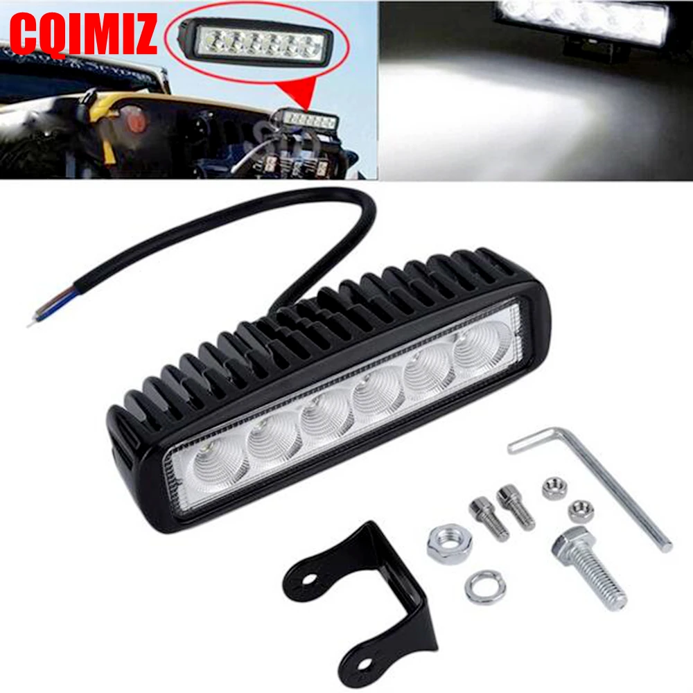 

1PCS Motorcycle Led Strip Lights 6LED Lamp 6500K 18W 1420LM Off Road Engineering Auxiliary Work Light Excavator LED Headlights