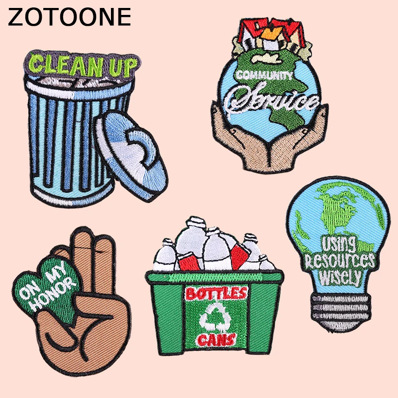 ZOTOONE заземления железа на патч для одежды забота об окружающей среде вышитые
