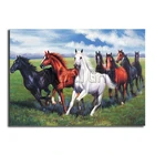 Полностью квадратная алмазная живопись, алмазная вышивка, вышивка крестиком, семь лошадей, DIY 3D Алмазные мозаичные животные