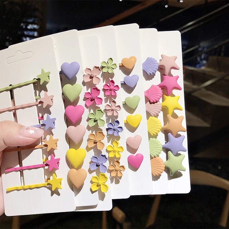 6 шт./лот Новинка Милые разноцветные заколки для волос в виде звездочек с цветами