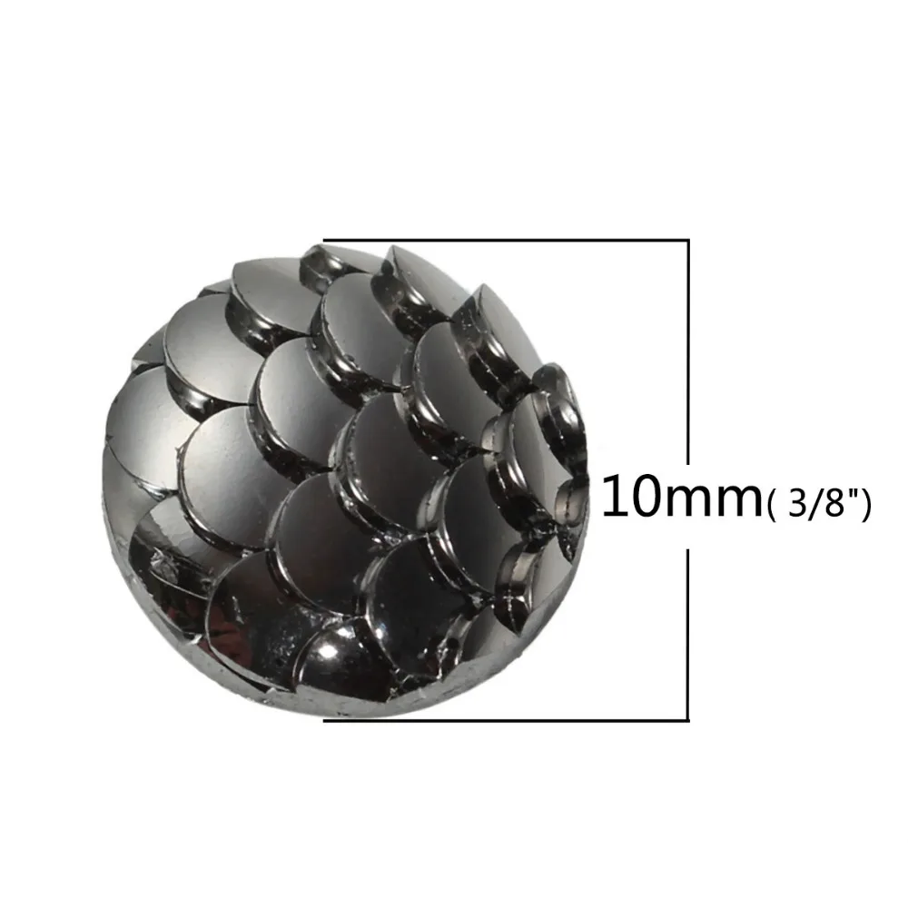 Resin Mermaid Fish/ Dragon Scale Dome Seals Cabochon Round Fuchsia AB Color 10mm | Украшения и аксессуары