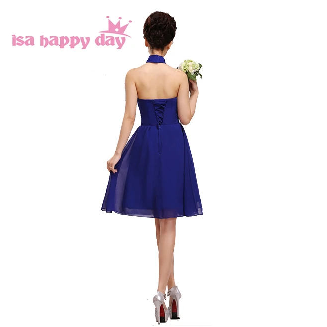 Платье подружки невесты из шифона с лямкой на шее в стиле кантри милое платье