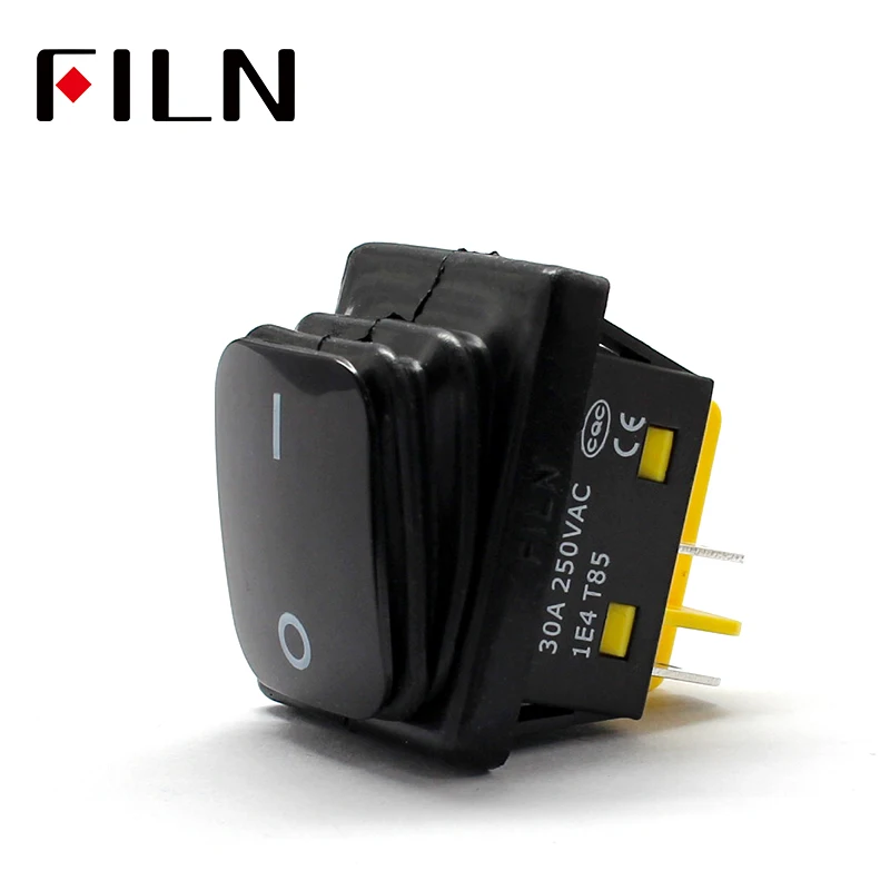 

FILN 30A/250V heavy ducty on off IP67 waterproof black plastic toggle switch 4 pins auto boat t85 rocker switch no led
