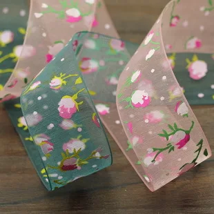 New 25mm Transparent Voile Ribbons Double Face printing satin ribbon DIY hair accessories bowknot materials 5M/lot | Дом и сад