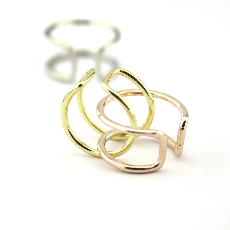 Wholesale 10pc/lot Simple Geometric Ring Adjustable Double Layer Lined 4 Colors For Choose Women Mens Anillos Mujer | Украшения и