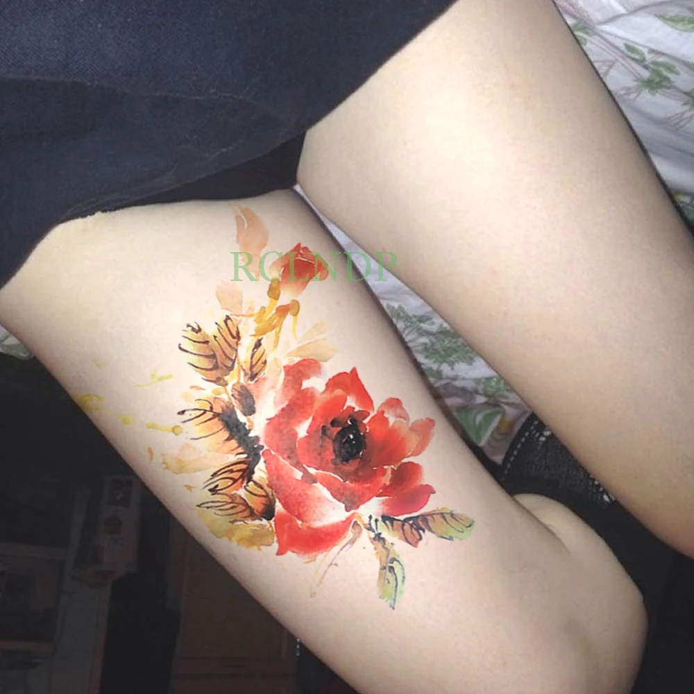 Waterproof Temporary Tattoo Sticker sexy grace flower on thigh back tatto stickers flash tatoo fake tattoos for women