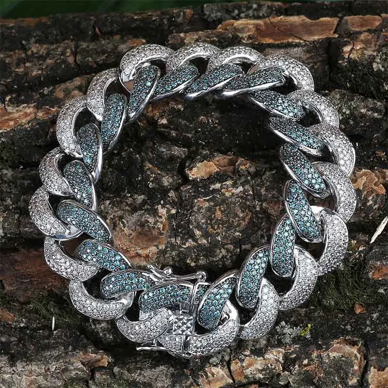 GUCY 18 мм ICED OUT затопленная мята синий CZ Maimi кубинская ссылка молодой Dolph голубой кубический циркон хип хоп ювелирные изделия подарок