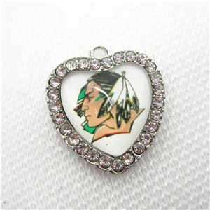 charms 10 шт. хрустальное сердце Северная Дакота Fighting sioux ожерелье ювелирные изделия с 45 см цепи США спортивный браслет ювелирные изделия Университет подвески - Окраска металла: charms