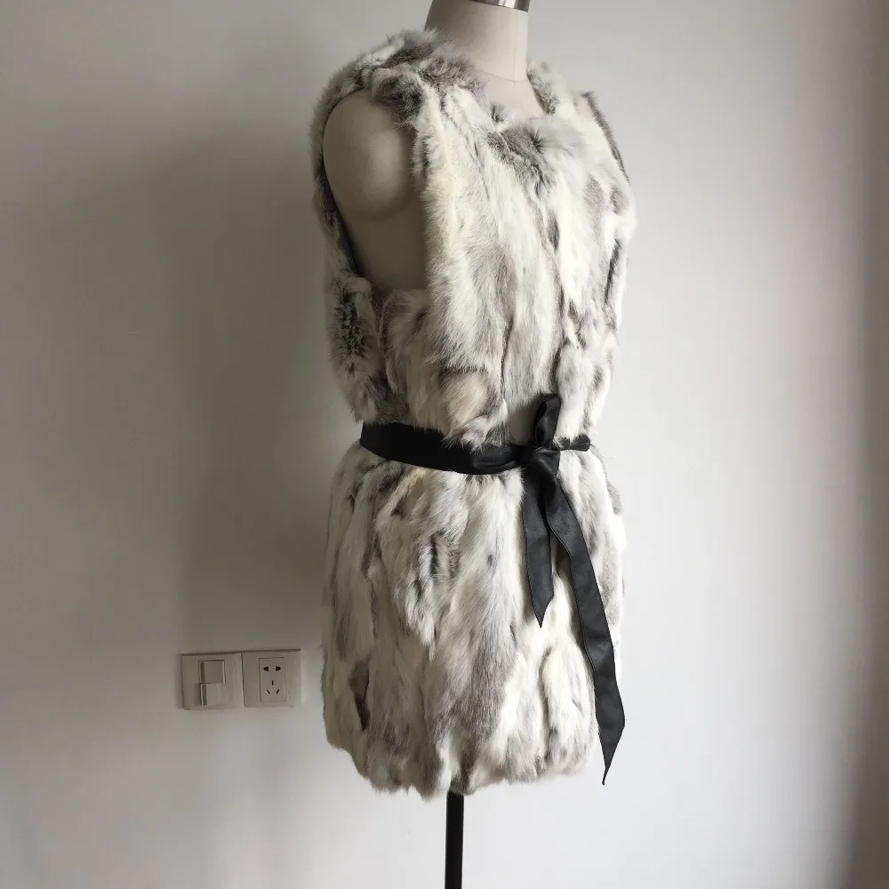Женский Длинный жилет из натурального кроличьего меха | Женская одежда