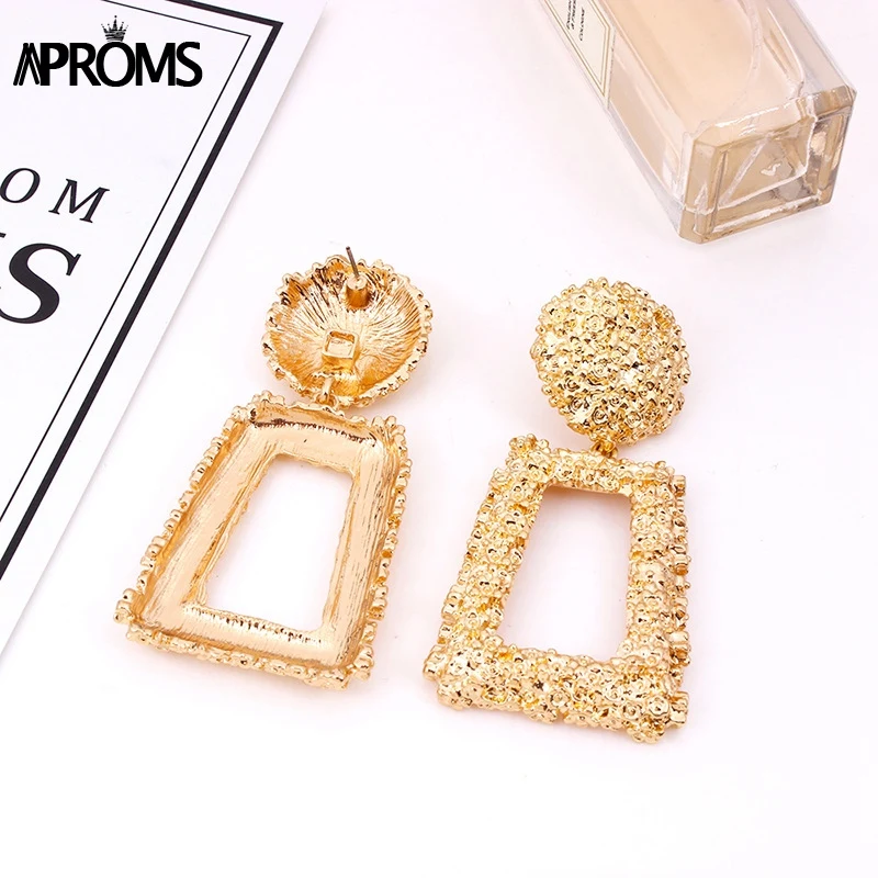 Aproms, винтажные большие висячие серьги с подвеской, металлические Висячие серьги-капли, массивные серьги для женщин, одежда, Трендовое ювелирное изделие