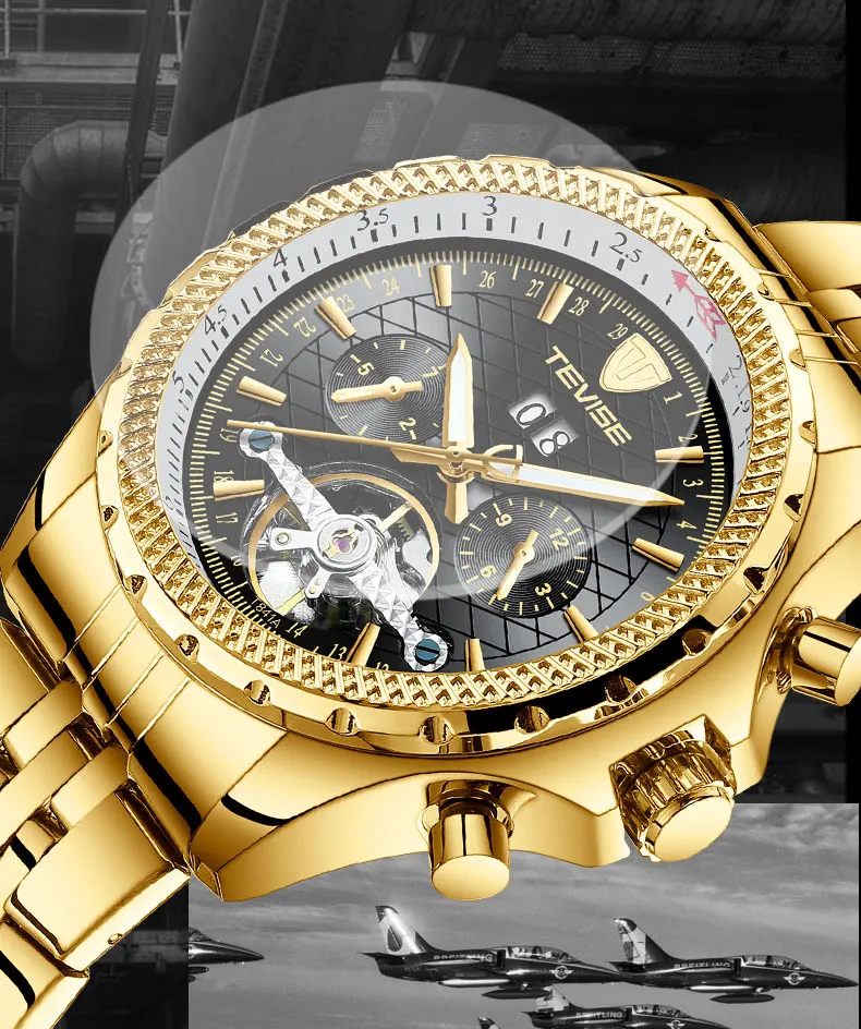 Tevise Топ бренд Роскошные мужские часы Автоматические Tourbillon механические часы для мужчин с автоматическим заводом мужские наручные часы Relogio Masculino