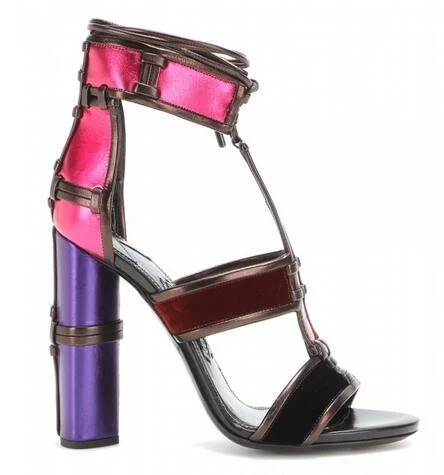 Босоножки женские на шнуровке лоскутные сандалии гладиаторы босоножки с