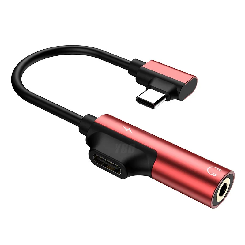 Красный YBD Usb C до 3,5 мм Aux Jack аудио кабель для Xiaomi 9 huawei P30 pro Oneplus 7 аудио сплиттер адаптер type-C зарядный адаптер - Цвет: Красный