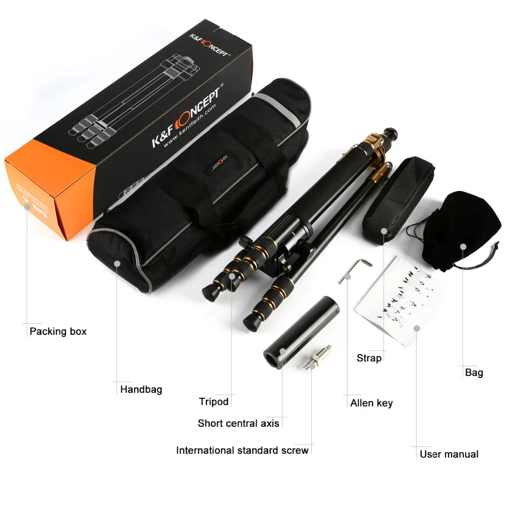 K & F концепция алюминиевый магний Профессиональный штатив монопод + шаровая