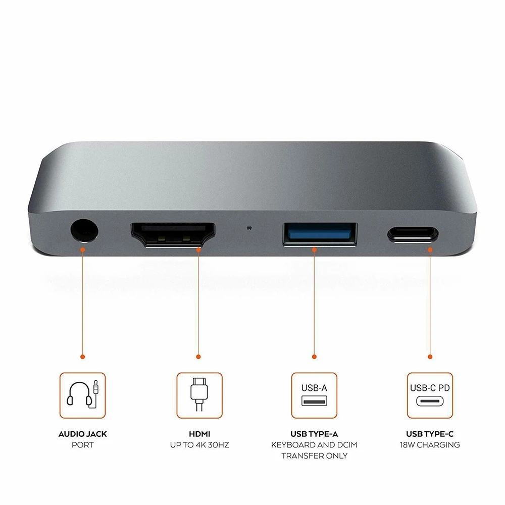 

4K HDMI USB3.0 Aluminum Type-C Mobile Pro Hub Adapter For iPad Pro Type-C Device High speed Hub for Laptop Tablet Computer