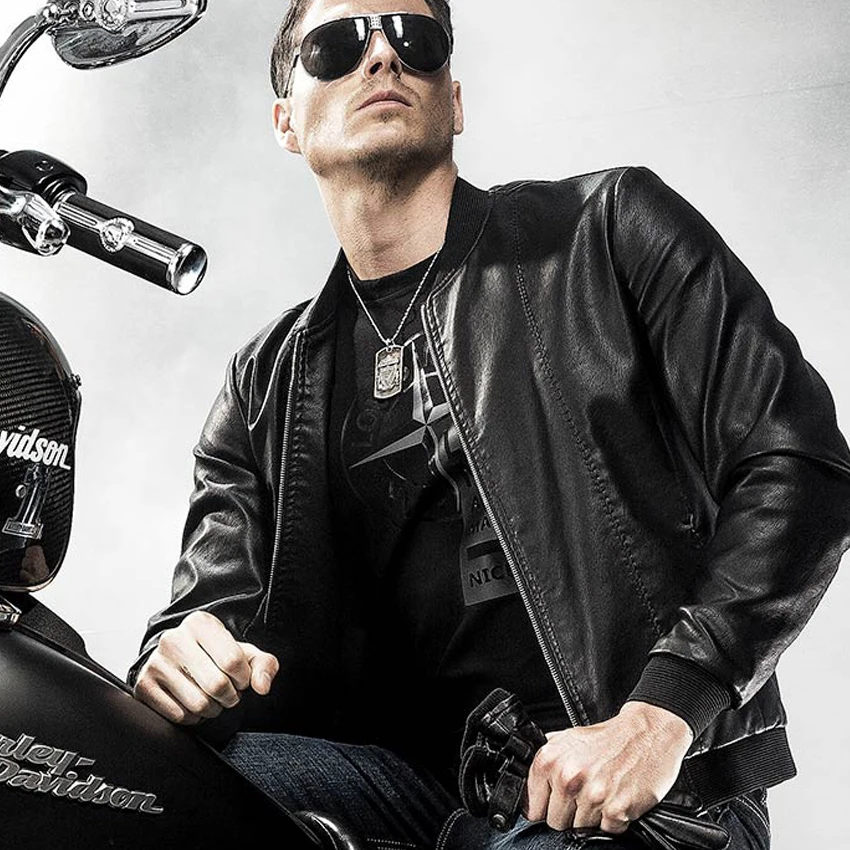 Мужская мотоциклетная куртка из крокодиловой кожи Модная приталенная Мужское
